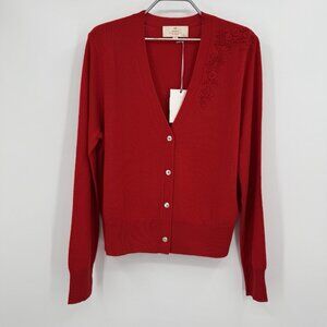 Kilte Collection Cashmere Bijou Cardigan Sweater in Cherry Red size 3-L Large